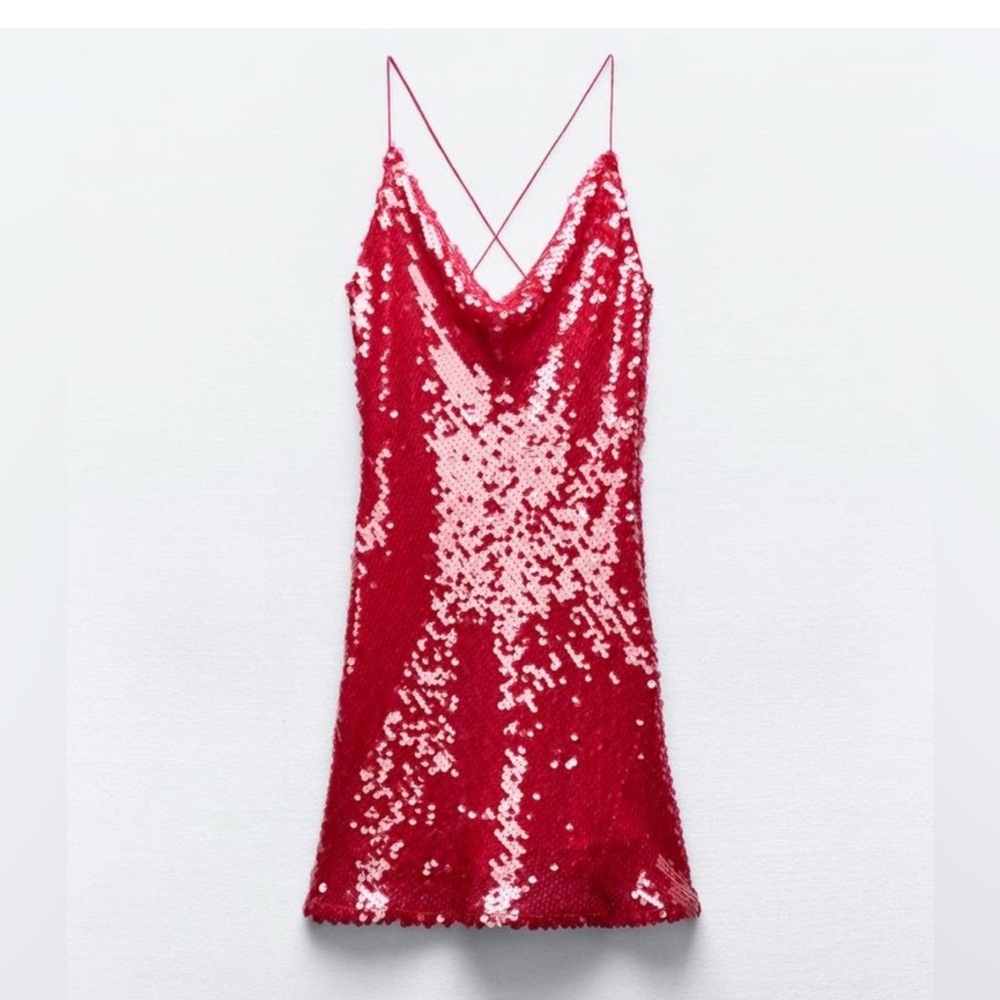 Zara Red Sequin Mini Dress